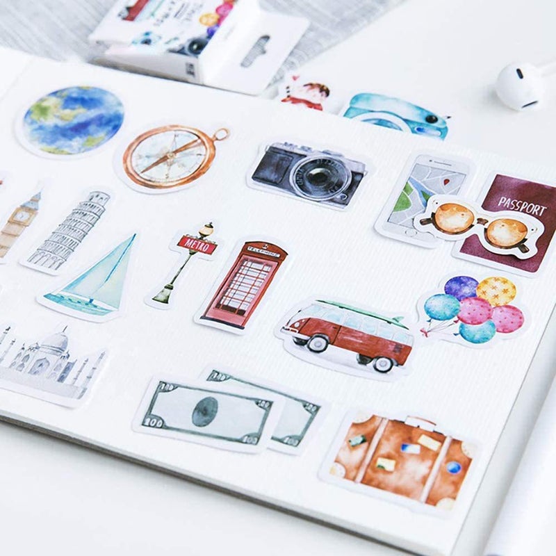 Doraking Mini Size Scrapbook Stickers, 45pcs Doraking DIY Decoration Travel Stickers Life Set for Travel Case, Laptop, Planners, Calendars, Scrapbook, Suitcase, Notebooks, Dimension Less 44mm - Image 2